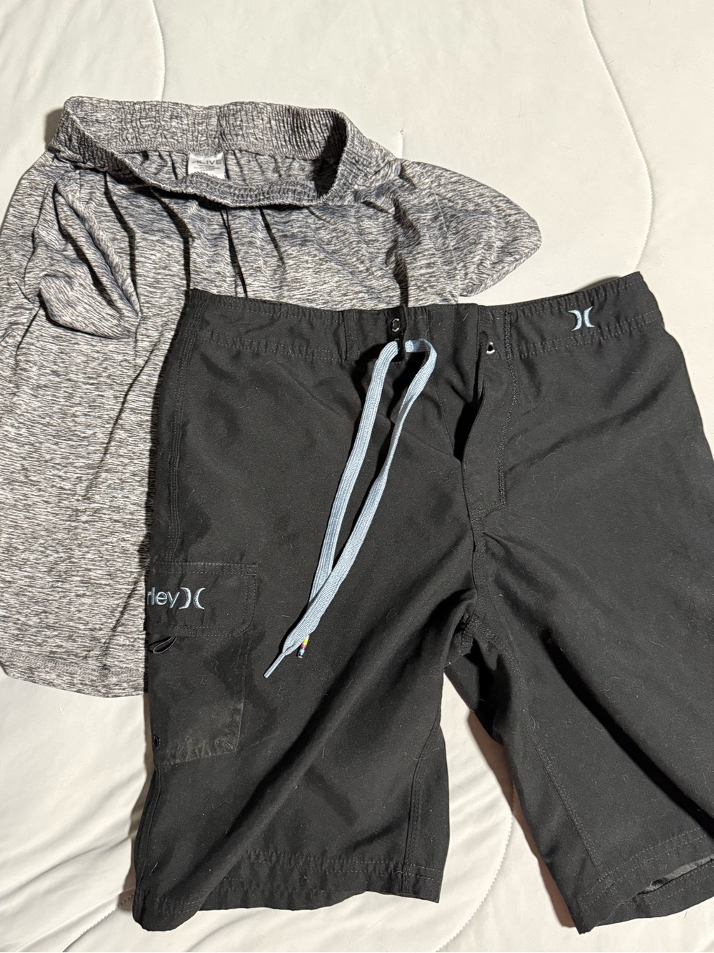 Hurley Black Boardshorts with Light Blue Drawstring